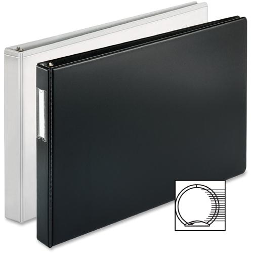 Business Source Tabloid-size Round Ring Reference Binder - 1" Binder Capacity - Tabloid - 11" x 17" Sheet Size - Round Ring Fastener(s) - Black - Recycled - Durable, Label Holder - 1 Each