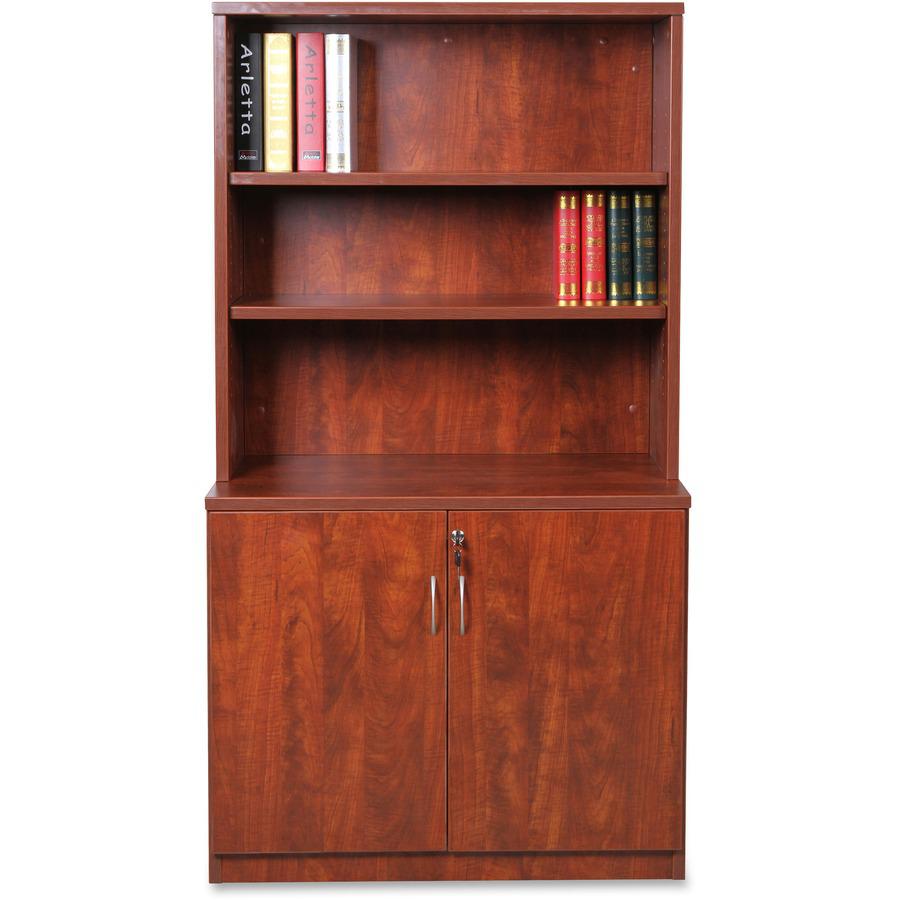 Lorell Essentials Series 2-Door Storage Cabinet - 36" x 22.5" x 29.5" - 2 x Door(s) - Cherry - Laminated - Melamine Faced Chipboard (MFC) - Assembly Required