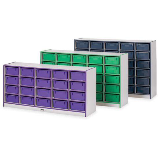 Jonti-Craft Rainbow Accents Cubbie Mobile Storage - 30 Compartment(s) - 42" Height x 60" Width x 15" Depth - Durable, Laminated - Black - Hard Rubber - 1 Each