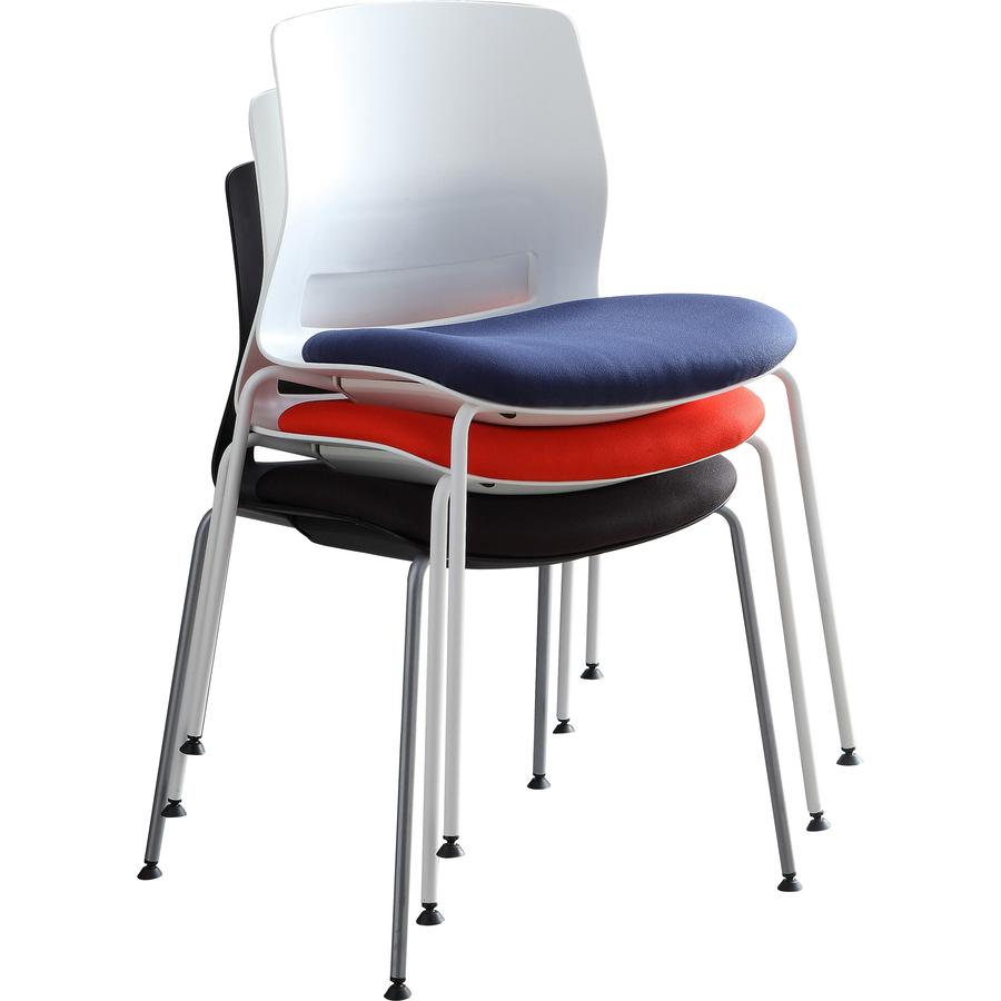 Lorell Arctic Series Stack Chairs - Black Foam, Fabric Seat - Black Back - Four-legged Base - 2 / Carton