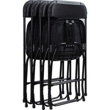 Lorell Injection-molded Folding Chairs - X-Style Base - Black - Plastic - 4 / Carton