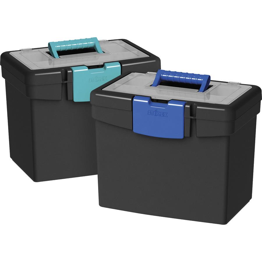 Storex File Storage Box with XL Storage Lid - External Dimensions: 10.9" Length x 13.3" Width x 11" Height - 30 lb - Media Size Supported: Letter 8.50" x 11" - Clamping Latch Closure - Plastic - Black