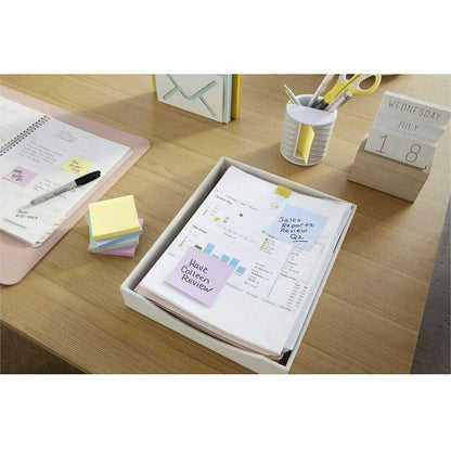 Post-it&reg; Greener Dispenser Notes - 3" x 3" - Square - 100 Sheets per Pad - Positively Pink, Fresh Mint, Moonstone - Paper - Self-stick, Removable, Recyclable, Pop-up, Residue-free, Eco-friendly -