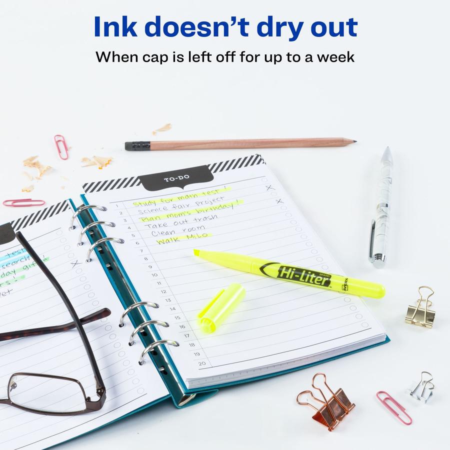 HI-LITER Pen Style Highlighters - Chisel Marker Point Style - Fluorescent Yellow - 200 / Carton