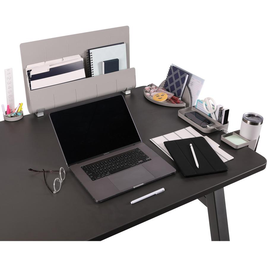 Deflecto Standing Desk Cup Holder - 3.5" Height x 3.9" Width x 7" Depth - Cup Holder, Durable, Spill Resistant, Portable, Spring Loaded - Gray - Acrylonitrile Butadiene Styrene (ABS) - 1 Each