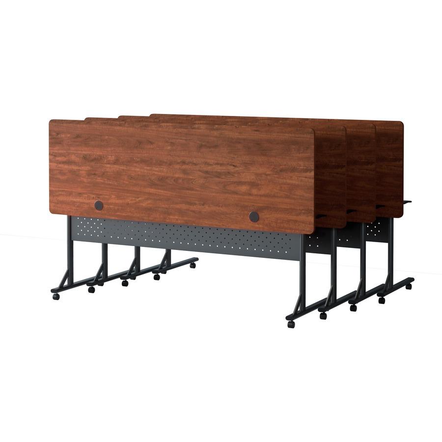 Lorell Shift 2.0 Flip and Nesting Mobile Table - Laminated Rectangle Top - 72" Table Top Length x 24" Table Top Width x 1" Table Top Thickness - 29.50" HeightAssembly Required - Cherry - 1 Each