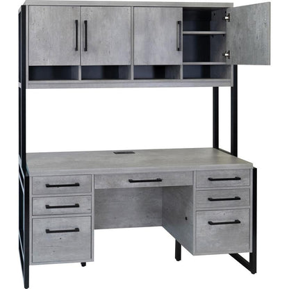 Mason Modern Wood Laminate Hutch With Wood Doors,Concrete Gray