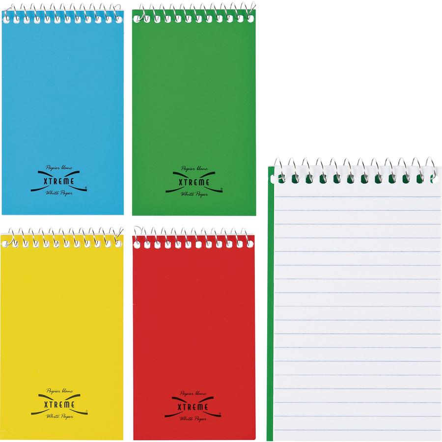 Rediform Wirebound Memo Notebooks - 60 Sheets - Wire Bound - 3" x 5" - White Paper - Assorted Cover - 1 Each