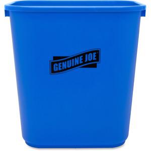 Genuine Joe 28-1/2 Quart Recycle Wastebasket - 7.13 gal Capacity - Rectangular - 15" Height x 14.5" Width x 10.5" Depth - Blue, White - 1 Each