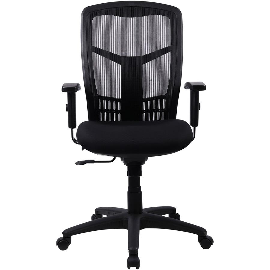 Lorell Executive Mesh High-back Swivel Chair - Black Fabric Seat - Steel Frame - Black - 1 Each
