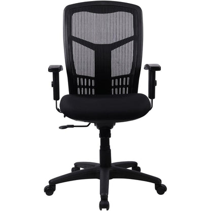 Lorell Executive Mesh High-back Swivel Chair - Black Fabric Seat - Steel Frame - Black - 1 Each