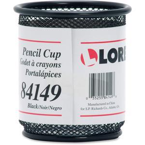 Lorell Mesh Wire Pencil Cup Holder - 3.5" x 3.9" x - Steel - 1 Each - Black