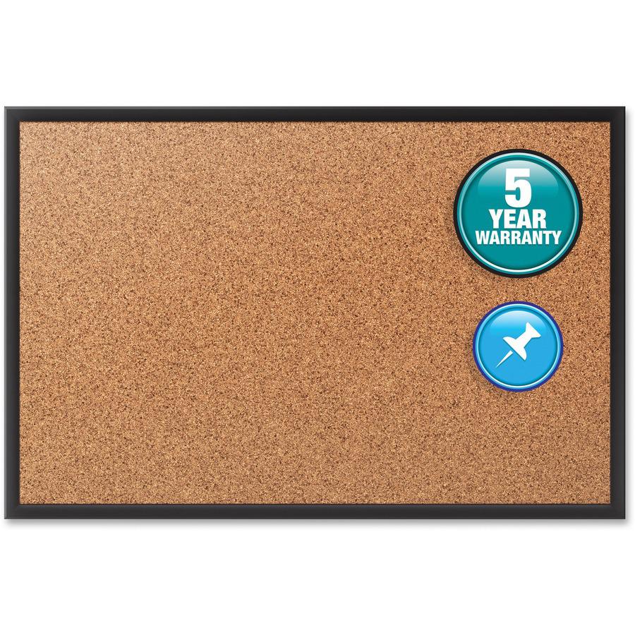 Quartet Classic Series Bulletin Board - 36" Height x 60" Width - Brown Natural Cork Surface - Self-healing, Durable, Sturdy - Black Aluminum Frame - 1 Each