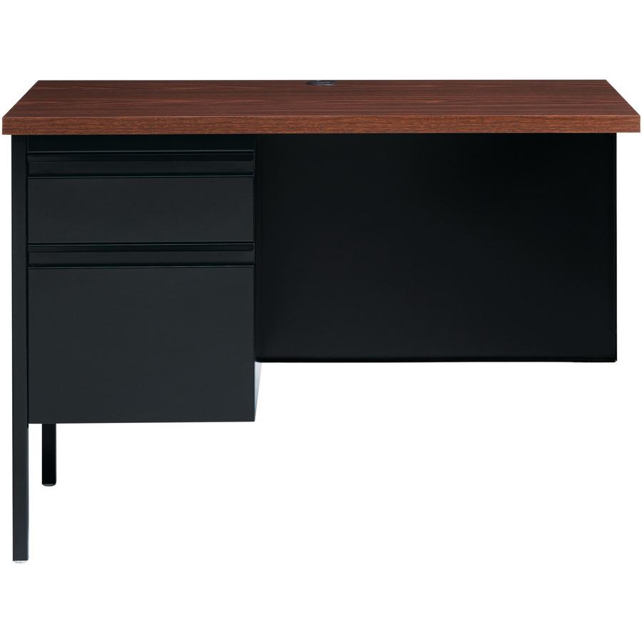 Lorell Fortress Series Left-Pedestal Return - Rectangle Top - 42" Table Top Width x 24" Table Top Depth x 1.12" Table Top Thickness - 29.50" HeightAssembly Required - Black Walnut, Laminated, Walnut -