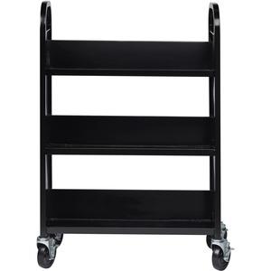 Lorell Single-sided Book Cart - 3 Shelf - Round Handle - 5" Caster Size - Steel - x 32" Width x 14" Depth x 46" Height - Black - 1 Each