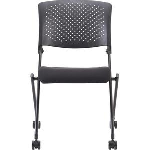 Lorell Upholstered Foldable Nesting Chairs - Black Fabric Seat - Black Plastic Back - Metal Frame - 2 / Carton
