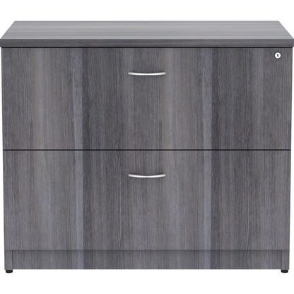 Lorell Essentials Series Lateral File - 35" x 22"29.5" , 1" Top - 2 x File Drawer(s) - Finish: Weathered Charcoal, Laminate