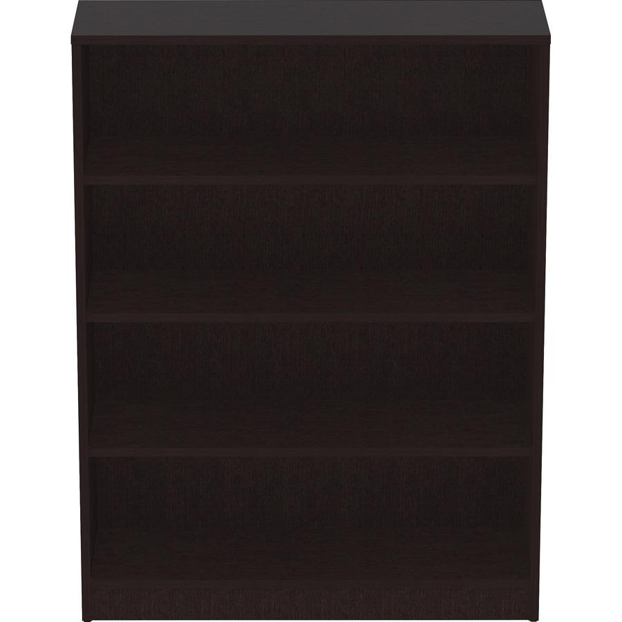 Lorell Laminate Bookcase - 0.8" Shelf, 36" x 12"48" - 4 Shelve(s) - 3 Adjustable Shelf(ves) - Square Edge - Material: Thermofused Laminate (TFL) - Finish: Espresso