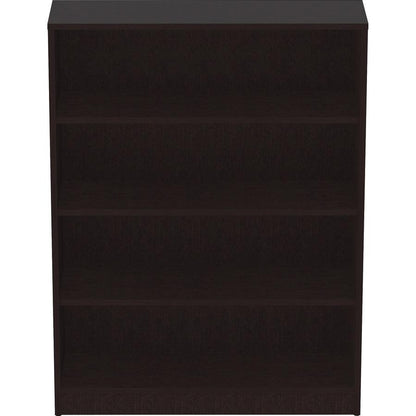 Lorell Laminate Bookcase - 0.8" Shelf, 36" x 12"48" - 4 Shelve(s) - 3 Adjustable Shelf(ves) - Square Edge - Material: Thermofused Laminate (TFL) - Finish: Espresso