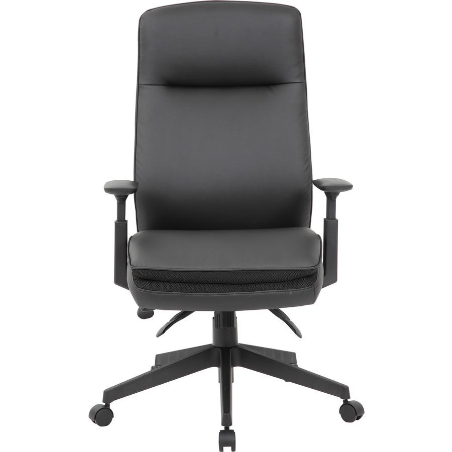 Lorell Soft High-back Executive Office Chair - Black Vinyl Seat - Black Vinyl Back - Black Frame - High Back - 5-star Base - Armrest - 1 Each