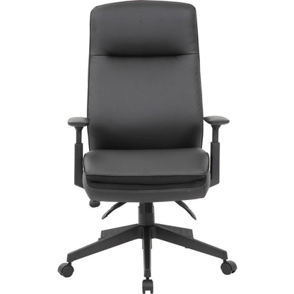 Lorell Soft High-back Executive Office Chair - Black Vinyl Seat - Black Vinyl Back - Black Frame - High Back - 5-star Base - Armrest - 1 Each