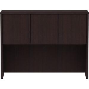 Lorell Essentials Series Stack-on Hutch with Doors - 48" x 15"36" - 3 Door(s) - Finish: Espresso Laminate
