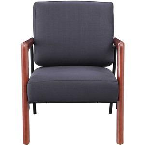 Lorell Upholstered Rubber Wood Lounge Chair - Black Fabric Seat - Fabric Back - Black - 1 Each