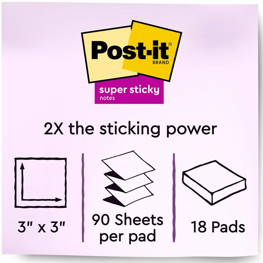 Post-it&reg; Super Sticky Dispenser Notes - Supernova Neons Color Collection - 3" x 3" - Square - 90 Sheets per Pad - Aqua Splash, Acid Lime, Guava - Paper - Super Sticky, Adhesive, Recyclable, Pop-up
