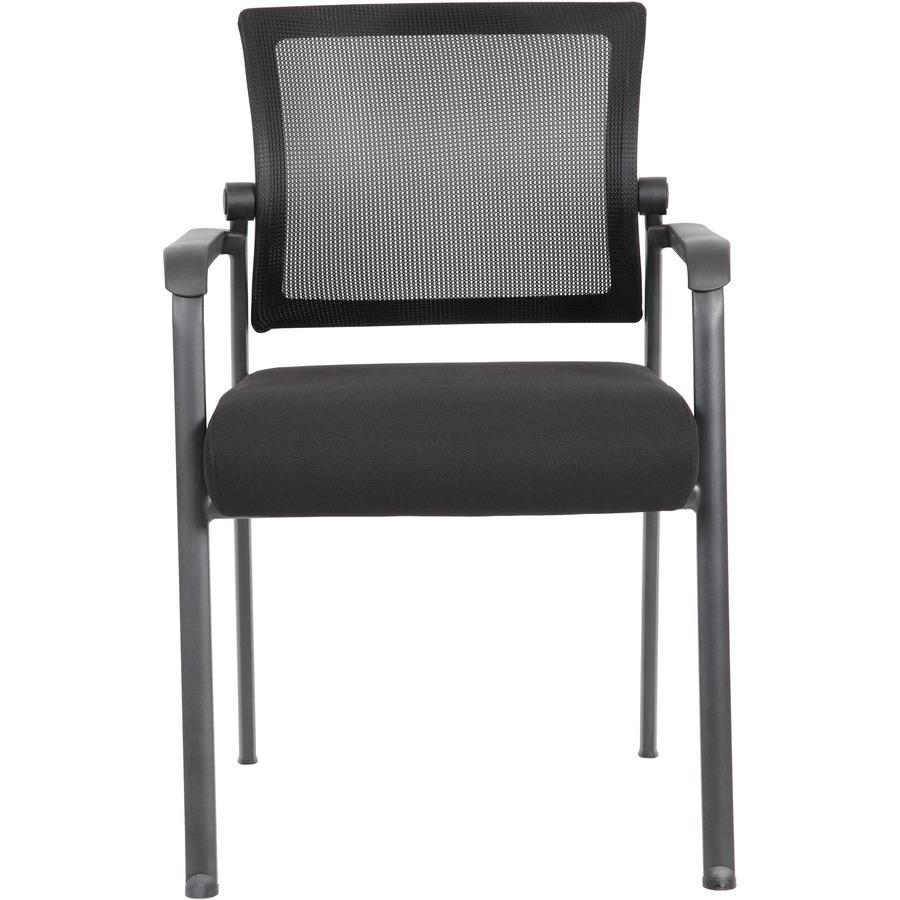Boss Mesh 4-Legged Guest Chair - Black Seat - Black Mesh Back - Tubular Steel Frame - Four-legged Base - 1 / Carton