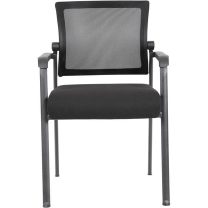 Boss Mesh 4-Legged Guest Chair - Black Seat - Black Mesh Back - Tubular Steel Frame - Four-legged Base - 1 / Carton