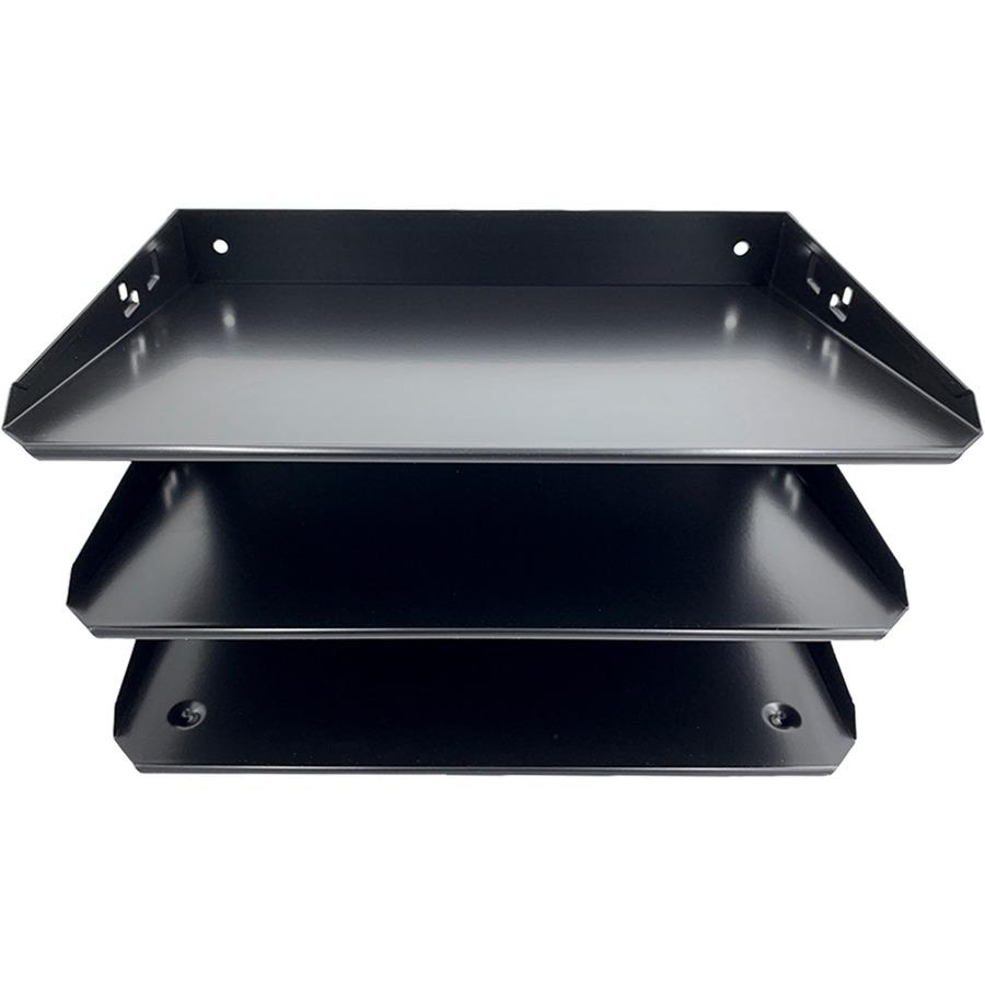 Huron Horizontal Slots Desk Organizer - 6 Compartment(s) - Horizontal - 6" Height x 12" Width x 8.8" Depth - Durable - Black - Steel - 1 Each