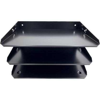 Huron Horizontal Slots Desk Organizer - 6 Compartment(s) - Horizontal - 6" Height x 12" Width x 8.8" Depth - Durable - Black - Steel - 1 Each