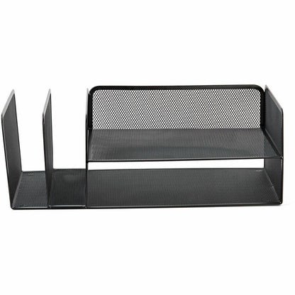 Lorell 4-Tier File Organizer - 4 Tier(s) - Horizontal/VerticalDesktop - Black - Steel Mesh - 1 Each