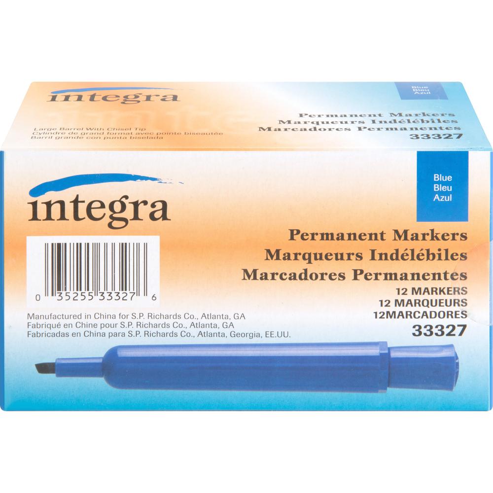 Integra Permanent Chisel Markers - Chisel Marker Point Style - Blue - 1 Dozen