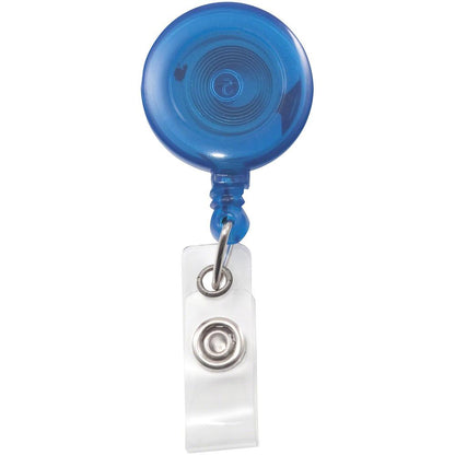 Advantus Translucent Retractable ID Card Reel with Snaps - Vinyl, Nylon, Metal - 12 / Pack - Translucent Blue, Clear