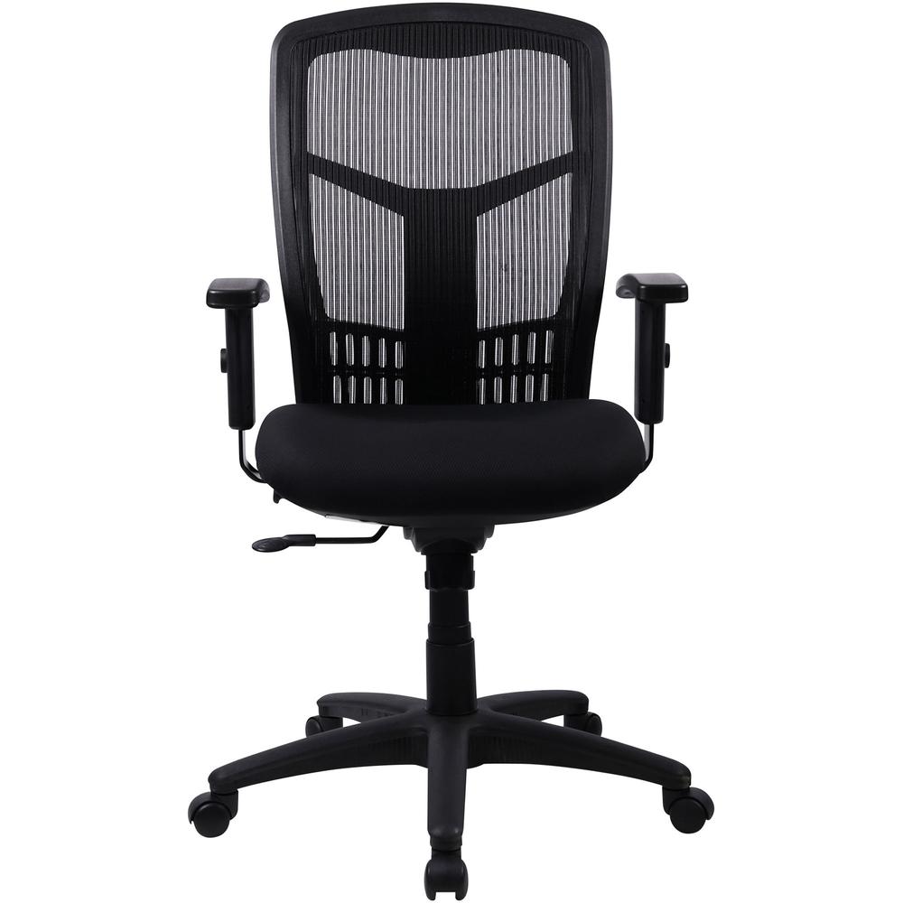 Lorell Executive Mesh High-back Swivel Chair - Black Fabric Seat - Steel Frame - Black - 1 Each