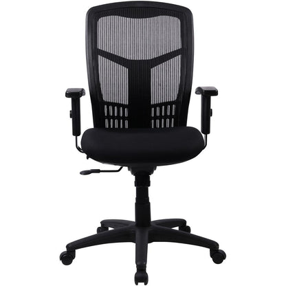 Lorell Executive Mesh High-back Swivel Chair - Black Fabric Seat - Steel Frame - Black - 1 Each