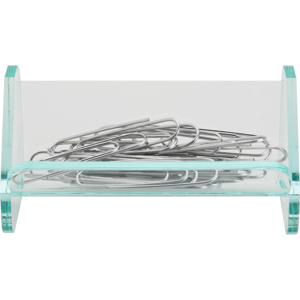 Lorell Paper Clip Holder - Acrylic - 1 Each - Green, Transparent