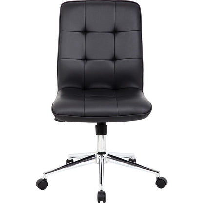 Boss Modern B330 Task Chair - Black Vinyl Seat - Chrome, Black Chrome Frame - 5-star Base - Black - 1 Each
