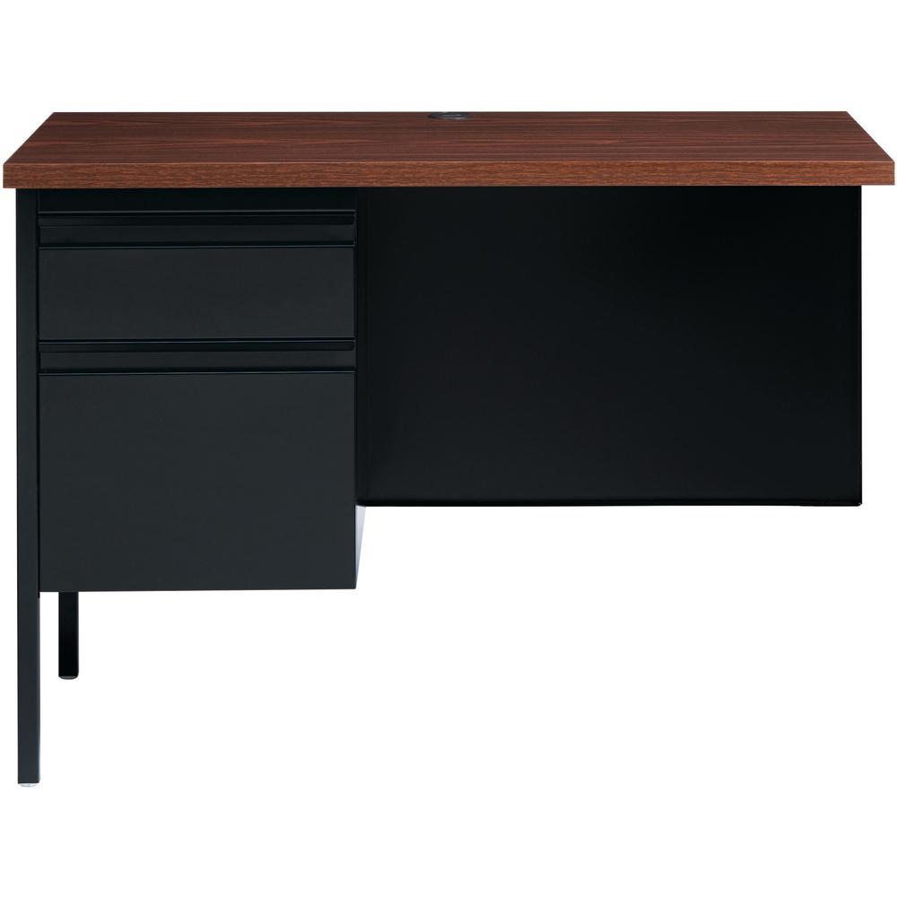 Lorell Fortress Series Left-Pedestal Return - Rectangle Top - 42" Table Top Width x 24" Table Top Depth x 1.12" Table Top Thickness - 29.50" HeightAssembly Required - Black Walnut, Laminated, Walnut -