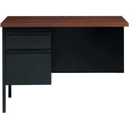 Lorell Fortress Series Left-Pedestal Return - Rectangle Top - 42" Table Top Width x 24" Table Top Depth x 1.12" Table Top Thickness - 29.50" HeightAssembly Required - Black Walnut, Laminated, Walnut -