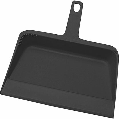 Genuine Joe Heavy-duty Plastic Dust Pan - 12" Wide - Plastic - Black - 12 / Carton