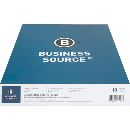 Business Source Letter Recycled Classification Folder - 8 1/2" x 11" - 2" Expansion - 2" Fastener Capacity - 2 Divider(s) - 10% Recycled - 10 / Box