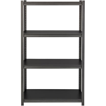 Lorell Iron Horse 3200 lb Capacity Riveted Shelving - 4 Shelf(ves) - 60" Height x 36" Width x 18" Depth - 30% Recycled - Black - Steel, Laminate - 1 Each