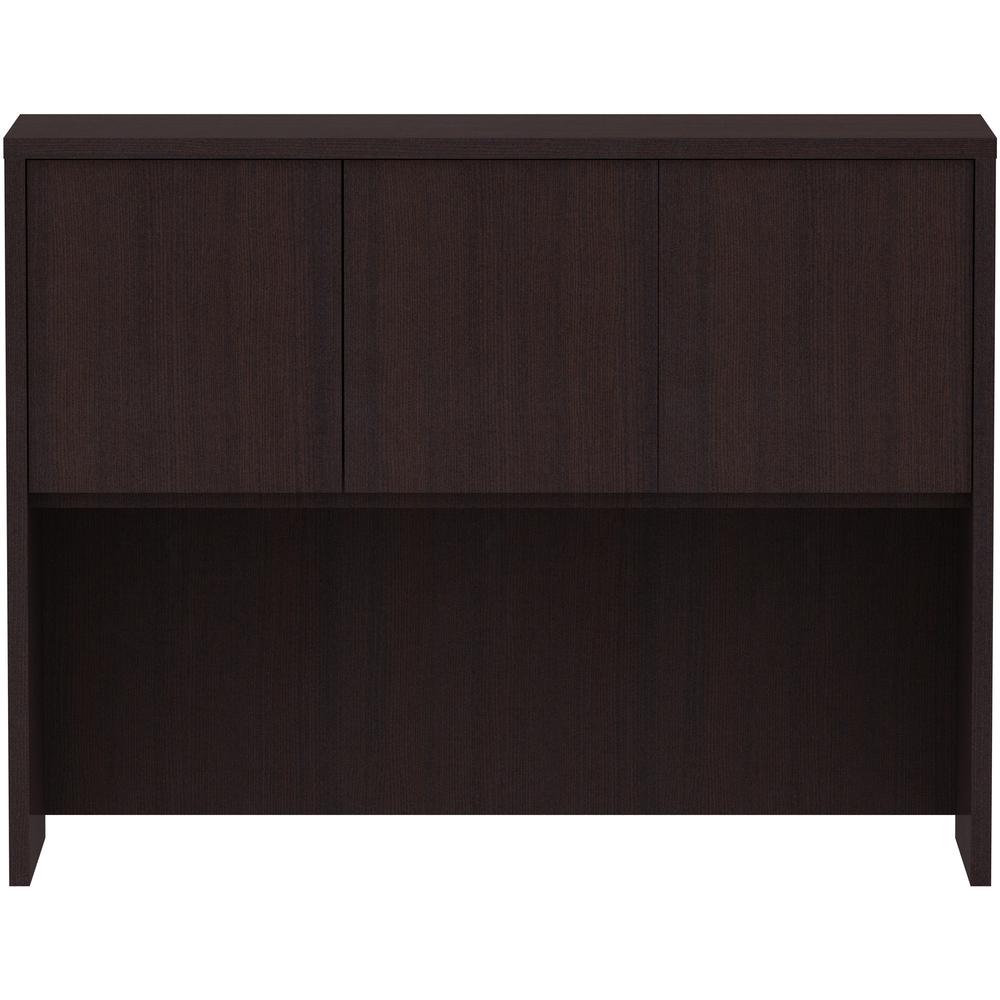 Lorell Essentials Series Stack-on Hutch with Doors - 48" x 15"36" - 3 Door(s) - Finish: Espresso Laminate
