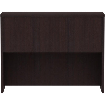 Lorell Essentials Series Stack-on Hutch with Doors - 48" x 15"36" - 3 Door(s) - Finish: Espresso Laminate