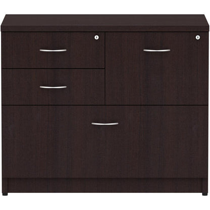 Lorell Essentials Series Box/Box/File Lateral File - 35.5" x 22"29.5" Lateral File, 1" Side Panel - 4 x File, Box Drawer(s) - Finish: Espresso Laminate