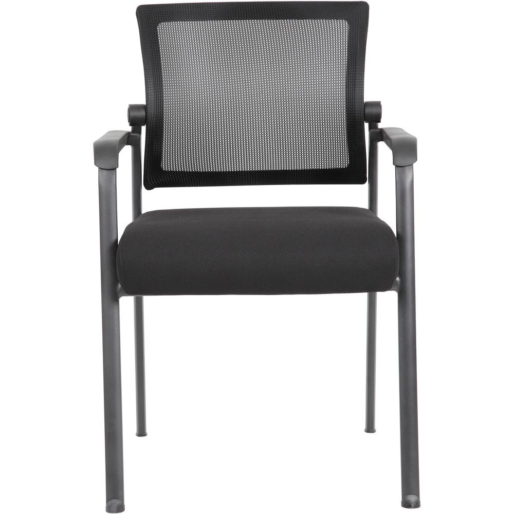 Boss Mesh 4-Legged Guest Chair - Black Seat - Black Mesh Back - Tubular Steel Frame - Four-legged Base - 1 / Carton