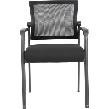 Boss Mesh 4-Legged Guest Chair - Black Seat - Black Mesh Back - Tubular Steel Frame - Four-legged Base - 1 / Carton