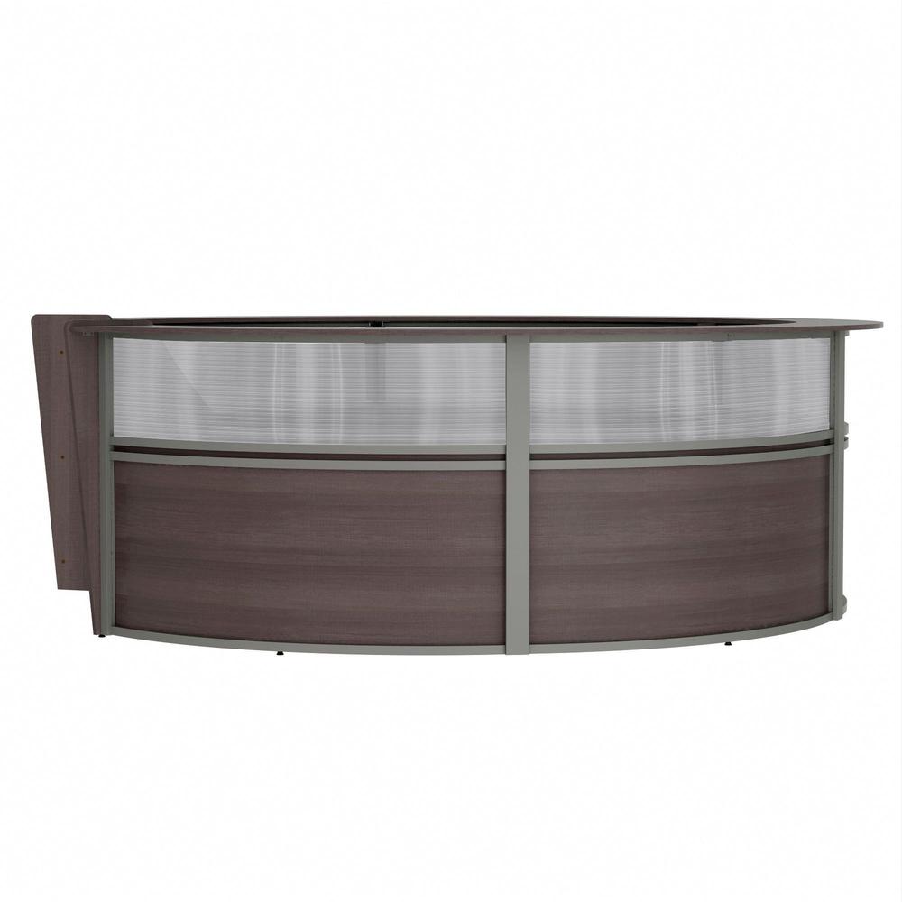 Linea Italia 5-Unit Curved Reception Desk - 11.8 ft x 11.1 ft x 46" - Material: Thermofused Laminate (TFL) - Finish: Mocha, Clear